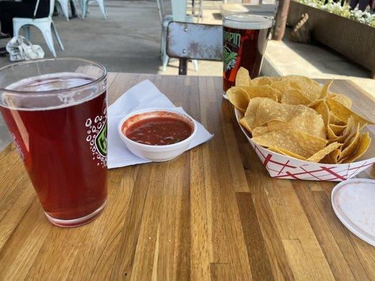 Chips and salsa from the food truck and some draft beers