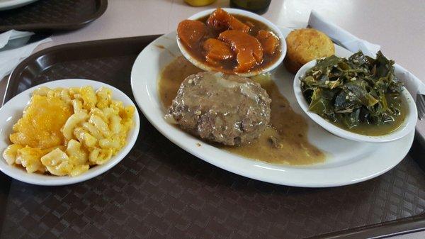 The hamburger steak, yams, mac and cheese and collard greens were awesome!