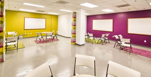 Our "Whiteboard War Room" has wall-to-wall whiteboards for team brain storming and wire framing.