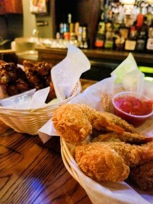 Crispy shrimp and wings