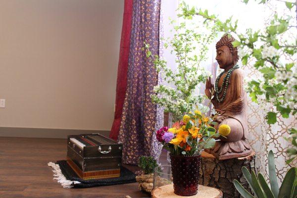 Our Beautiful Altar which is maintained by our lovely staff with the help of Dandelion Flowers on Park St. in Alameda