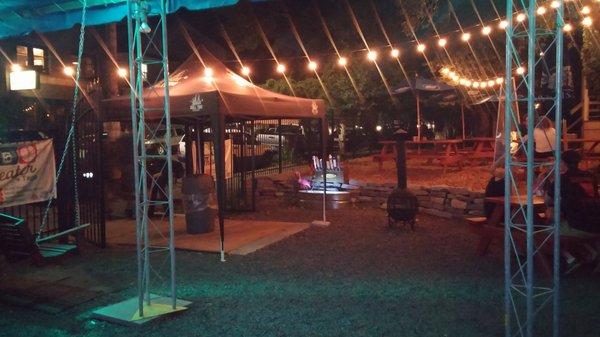 View of the outside sitting area at this really cool pop up.
