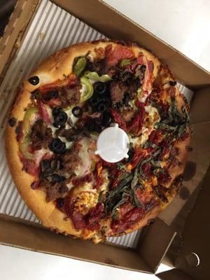 Got a Small pizza, half and half of the fridge and al bundy Decent tasting pizza but it was 20$ for a small, that was a bit much.