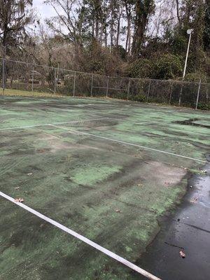 Neglected double tennis court