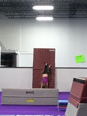 Handstands against the mat