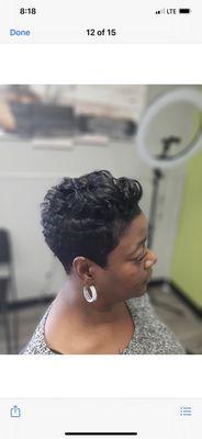 Relaxed hair. Short cut and styled