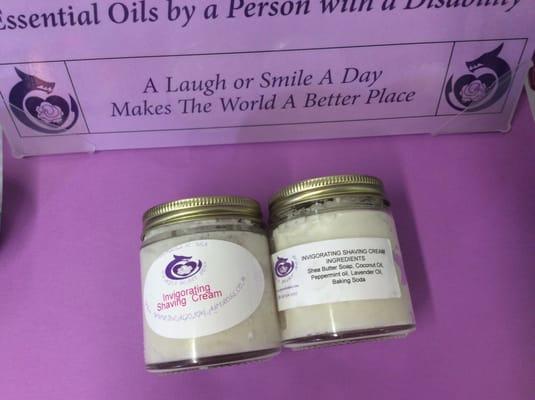 Shaving Cream with Peppermint and Lavender which is good for sun burns