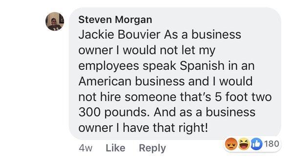 The owner of this company openly admits to practicing bigoted and illegal employment policies.