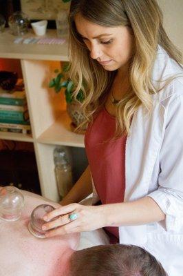 Chinese cupping- an ancient technique which is used to improve blood circulation, decrease inflammation & alleviate muscle tension and pain.