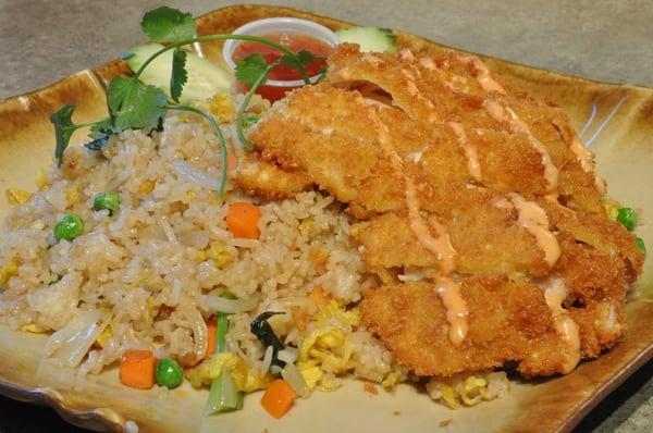 Crispy Chicken with fried rice YUM!