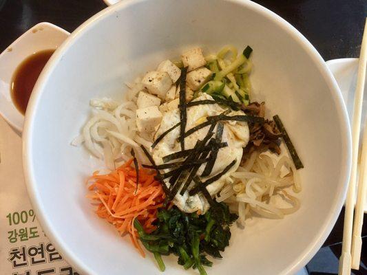 Tofu bibimbap (rice is separate, on the side)