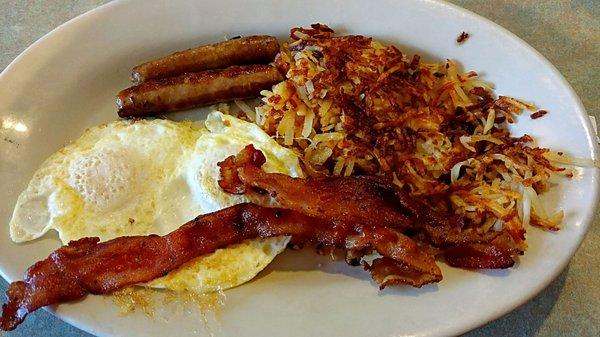 Hungry Man breakfast combo, also came with 2 pancakes