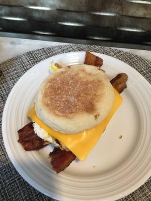 Breakfast sandwich with bacon. Great deal for $5.