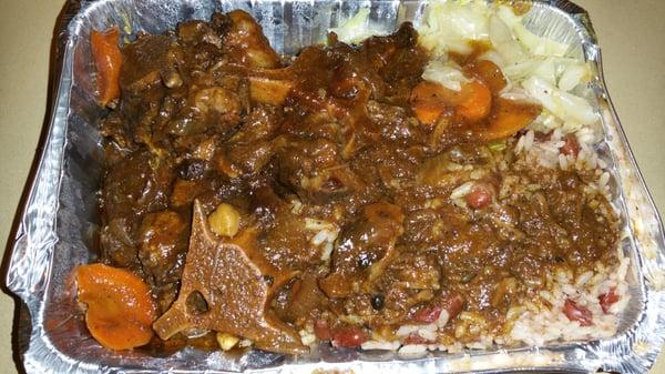 Oxtail Stew, Red Beans & Rice, Cabbage