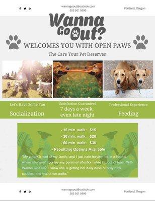 Friendly dog walking service in NW PDX. Does your dog.. wanna go out?