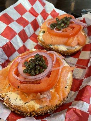 Lox Deluxe Bagel: 5/5! -- on an everything bagel w/ chive spread.