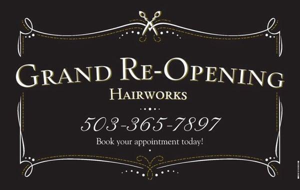 Hairworks is now taking new clients! Book your appointment today :)