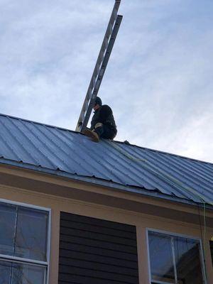 Working on a roof, about 0 degree