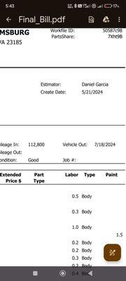 Notice this is their milage in document, yet they fail to put a milage out reading