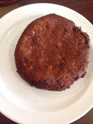 salmon cake. inedible, very fishy.