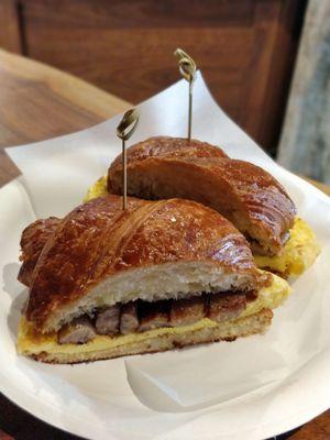 Pork sausage n eggs croissant