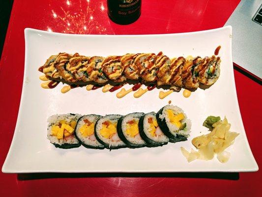 Las Vegas roll up top, Futomaki on the bottom. Both were great, I like the Las Vegas best.
