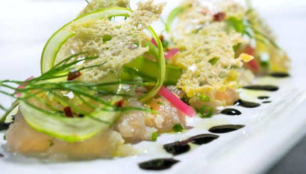 Albacore tuna tartare, asparagus, squid ink sauce