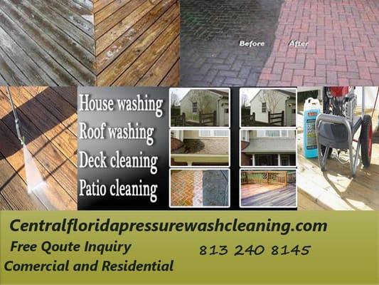 http://www.centralfloridapressurewashcleaning.com
Committed to 100% Exelent Service, free no obligation quote Call Us @ 8132408145.