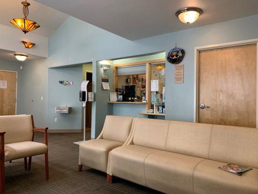 Check-in window and waiting area.