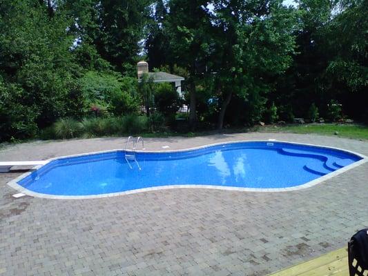 21' x 43' Mountain Pond with Custom Inside Steps. Priced from $36,000 as shown, options vary.