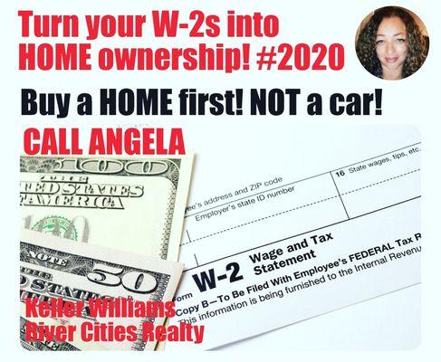 Turn your W-2s into home ownership. #callme #yourgotorealtor #angelagrayrealtor #wendymcbridebroker #milliondallorlisting