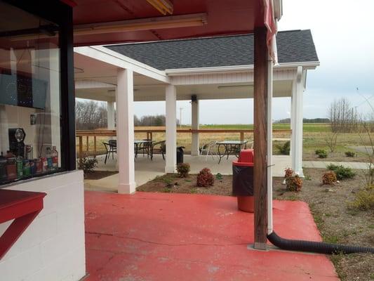 Covered outdoor dining.