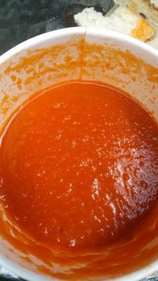 Simple, delicious, fresh tomato soup. I'd show my husband's chicken noodle, but he already scarfed it down. Love their ladels of love.