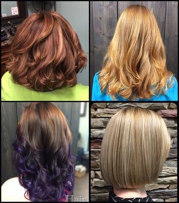 Samples of my work. I specialize in the latest coloring techniques and cutting edge styles...all styles from subtle to extreme.