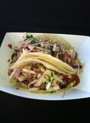 The newest twist to BBQ! Pulled pork tacos with home made salsa and cabbage salsa to die for!