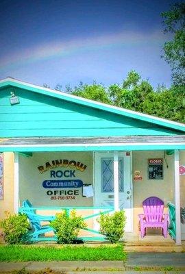 Our colorful office with a namesake Rainbow in view!