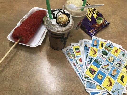 Ferrero Rocher and De La Rosa Mazapan speciality shakes! Hot Cheeto crusted elote (corn) and of course takis!