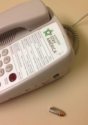 Found this bullet on the floor of our room. Thanks extended stay america for another "interesting" visit! :)