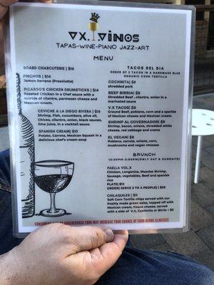 Tapas Menu