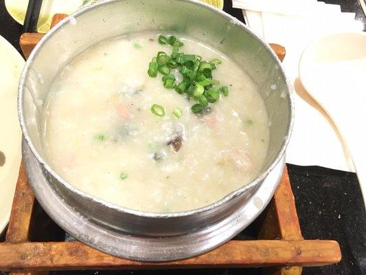 Pork and thousand years egg rice porridge, $8.99 It would be more worth the price if it came with whole pot instead half of the pot. Testy!