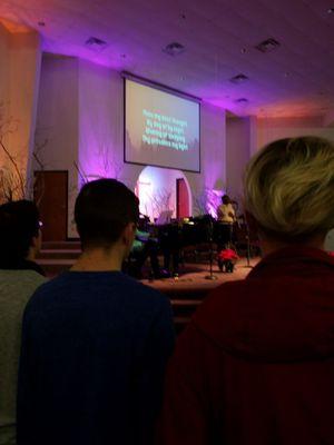 Morning worship on a cold new year's eve morning