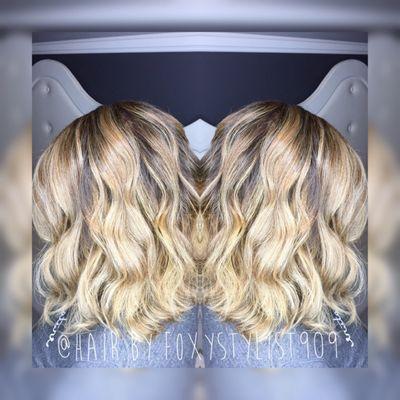 A transition out of highlights into a current look the balayage (lots of foils)