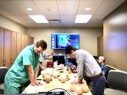 CPR class for radiologists in Intermountain Hospital.