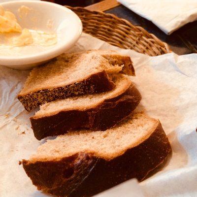 Home made bread with soft creamy butter.