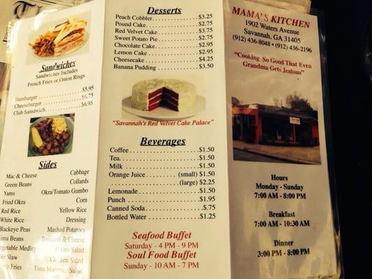 One side of the menu