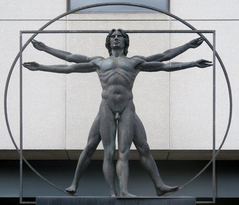 Enzo Plazzotta; Homage to Leonardo - The Vitruvian Man; 1981; bronze