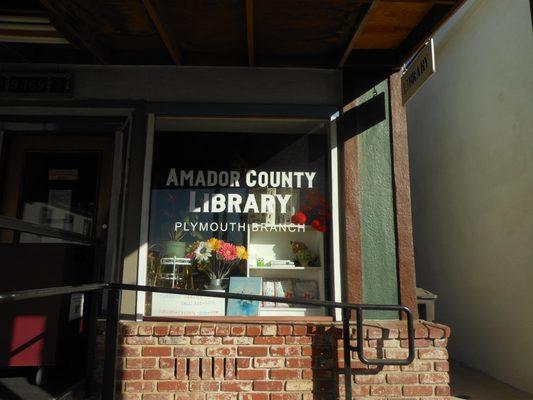 At the window of the Plymouth branch of Amador County Library.