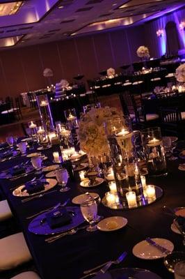 M&M provided everything from tables and chairs, to linen lighting and centerpieces for this stunning wedding reception.