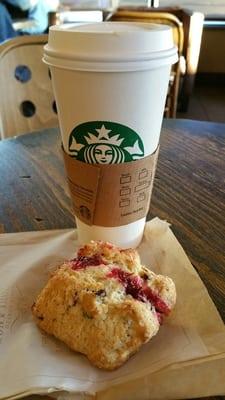 Pumpkin spice latte with a cranberry orange scone