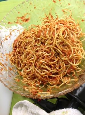 Zucchini noodles with marinara sauce